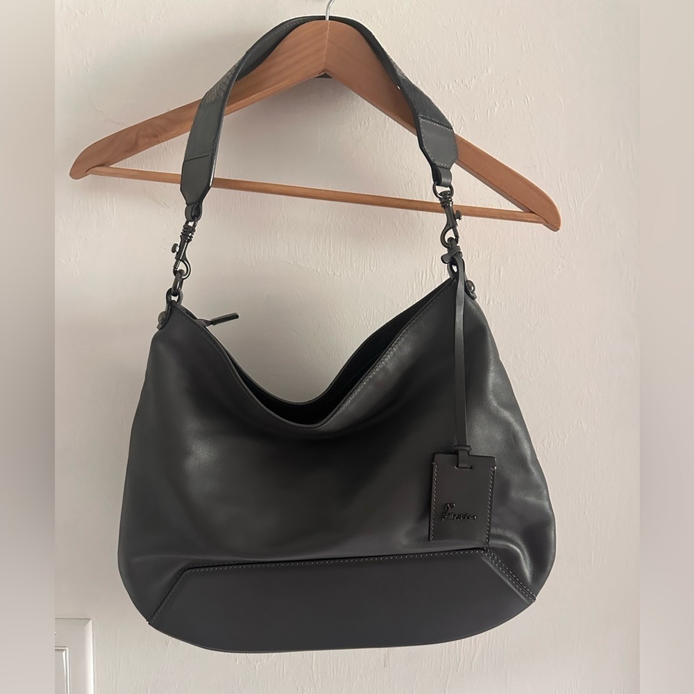 IACUCCI Leather Shoulder Bag Patchwork in Gray